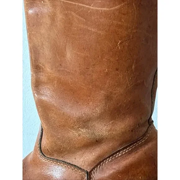 Vtg 1970s Bort Carleton Leather Campus Boots Whiskey Tan Sz 7.5 Made In USA